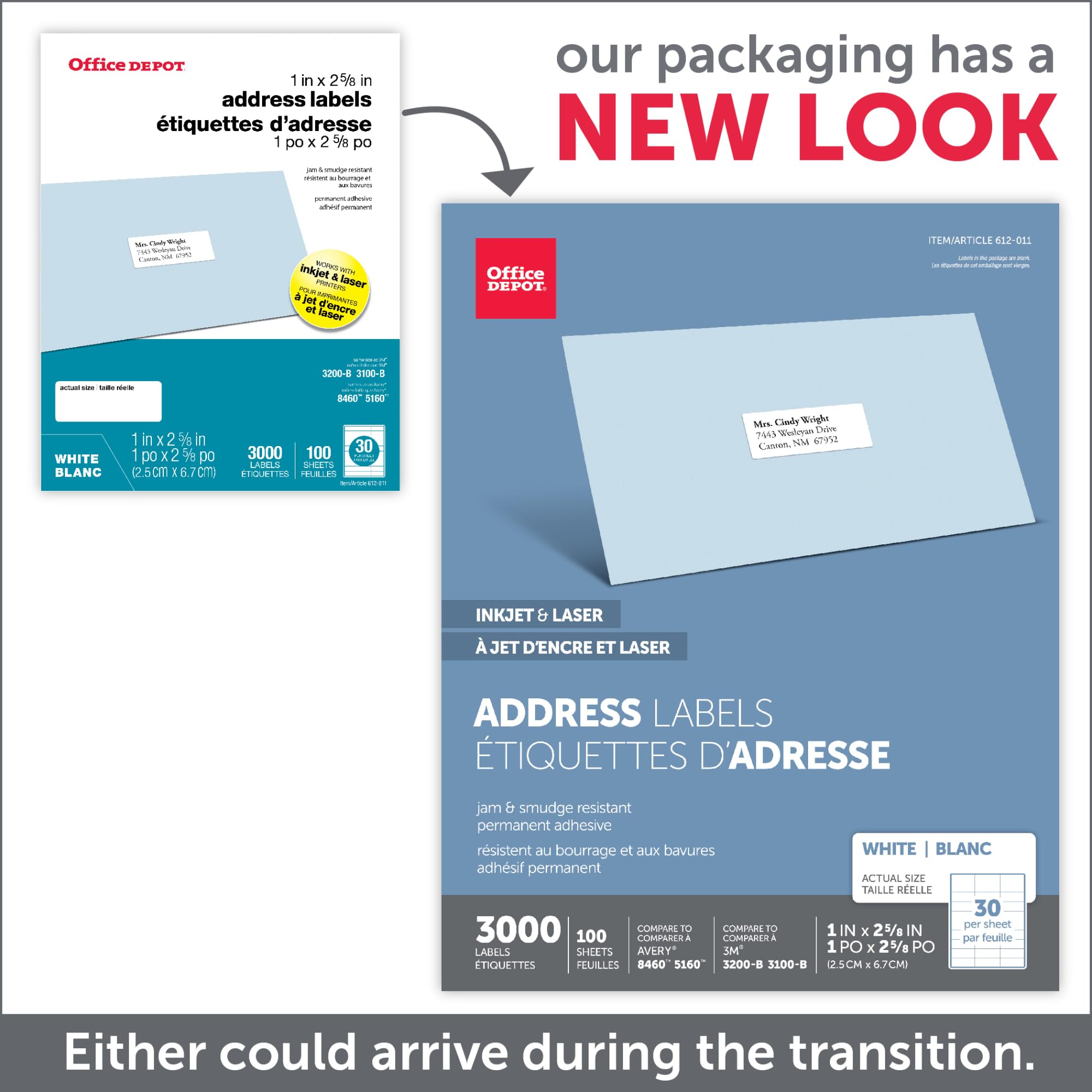 Amazon.com : Office Depot White Inkjet/Laser Address Labels, 1in